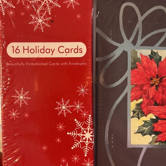 Christmas Cards Boxed Set 16 Holiday Poinsettias Fantus Paper Vintage - Picture 3 of 6